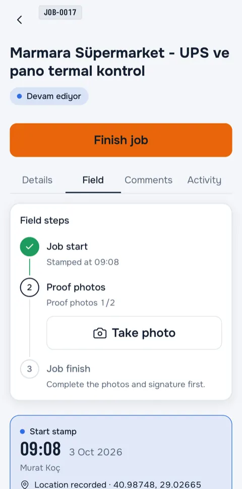 Adding proof photos on the phone