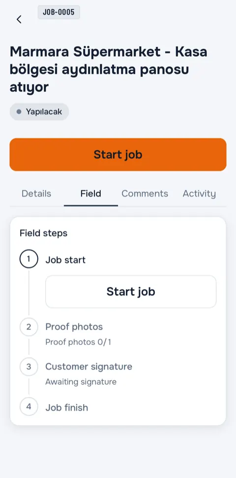Starting a job on the phone